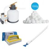 Bestway - Poolsauger AquaCrawl & Sandfilterpumpe 5678 L/u & Filterkugeln 1000 g & WAYS Scheuerbürste