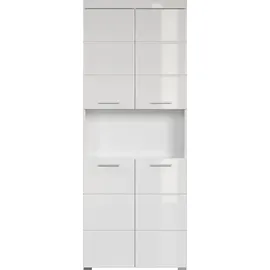 trendteam Amanda Hochschrank 73 x 190 x 31 cm Weiß Hochglanz MDF