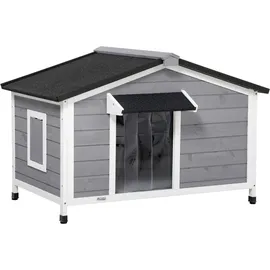 PawHut Hundehütte 109 x 79 x 72 cm Holz Grau