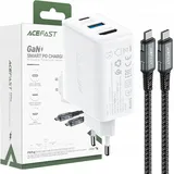 ACEFAST 2in1 GaN-Ladegerät 65W USB Type-C / USB, HDMI-Adapter 4K @ 60Hz Set Kabel) Weiß (A17 Drinnen, AC, 1,8 m, Weiß)