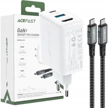 ACEFAST 2in1 GaN-Ladegerät 65W USB Type-C / USB, HDMI-Adapter 4K @ 60Hz Set Kabel) Weiß (A17 Drinnen, AC, 1,8 m, Weiß)