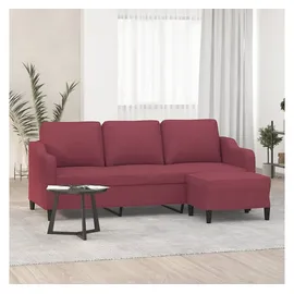 vidaXL Sofa + Bettsofa, Sofa, 3 Sitzer, mit Hocker Weinrot 180 cm Stoff