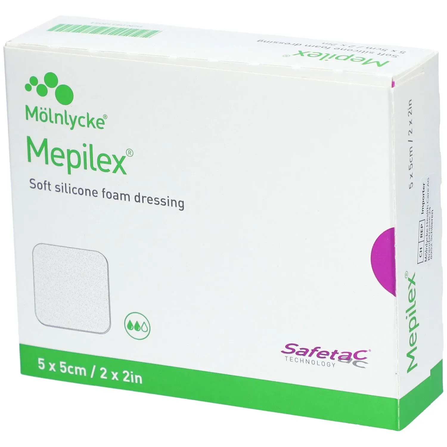 Mölnlycke® Mepilex® Transfer Safetac - Drainierender Schaumstoffverband 5 x 5 cm