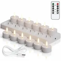 12er-packung Wiederauflaare Led-teelichter Mit Fernbedienung Und Timer, Keine Offene Flamme Erforderlich - Funkelnde Teelichter, Perfekt Für Halloween, Weihnachten Und Partydekorationen.