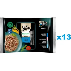 SHEBA Nature’s Collection 52x85 g Nassfutter mit Thunfisch, Lachs, Kabeljau für adulte Katzen