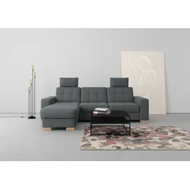 sit&more Ecksofa SIT & MORE "Quincy L-Form", grau (dunkelgrau), B:252cm H:82cm T:161cm, Sofas, Ecksofa, wahlweise mit Bettfunktion und Bettkasten