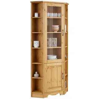Home Affaire Eckvitrine »Trinidad«, Höhe 188 cm, FSC® zertifiziertes Massivholz, beige