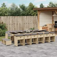 vidaXL Garten-Essgruppe 17-tlg. Beige