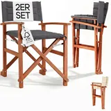 Casaria® Premium Regiestuhl 2er Set aus FSC®-zertifiziertem Eukalyptusholz - Gepolsterte Klappstühle mit Armlehnen, waschbarem Bezug & extra Sitzkomfort, bis 160 kg belastbar
