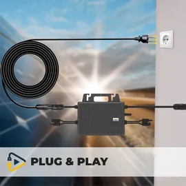 sunniva SUNNIVA® Balkonkraftwerk 800W komplett Steckdose TSUN Wechselrichter, Solaranlage Komplettset, 4x 460W BIFAZIAL, FULL BLACK, Glas-Glas Solarmodule, inkl.5m Kabel, Bluetooth