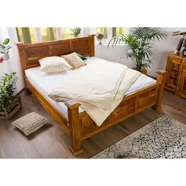 Massivmoebel24 Bett OXFORD 200 x 200 cm Akazie massiv lackiert braun