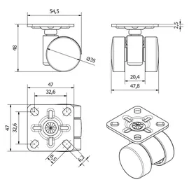 SOTech Möbelrolle Aachen Ø 35 mm 160 kg