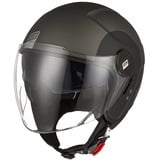 ORIGINE Motorradhelm Jethelm Roller Helm Scooter Helm Chopper Helm Moped Mofa Helm mit Doppelvisier ECE Zertifizierung (Track Black Titanium,XS)