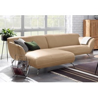 Ecksofa GUTMANN FACTORY "Venezuela" Sofas Gr. B/H/T: 280cm x 80cm x 170cm, Semi-Anilin-Leder, Ottomane links, braun (hellbraun)