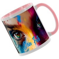 Crealuxe Kaffeetasse - Fototasse - Tasse mit Foto - Spruchtasse, Bürotasse, bedruckte Keramiktasse, Hochwertige Kaffeetasse, Tasse personalisiert mit Name/Spruch (Rosa)