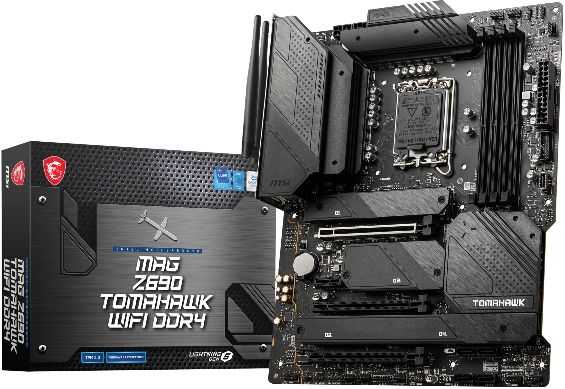MSI MAG Z690 TOMAHAWK WIFI DDR4 Gaming Mainboard ATX, unterstützt Intel Core Prozessoren 12. Generation, LGA 1700,16 Duet Rail VRM 70A, Memory Boost 5200MHz/OC, 1 x PCIe 5.0 x16, 3 x M.2 Gen4, Wi-Fi 6
