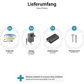 ledscom.de COB-LED Streifen JOR, 100.0cm, flach, weiß, 22,54W, je 1209lm, 2er Set, inkl. WLAN Controller