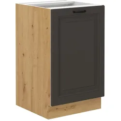 Spülenschrank 50 cm Stilo Grau + Eiche Artisan Küchenzeile Küchenblock Küche