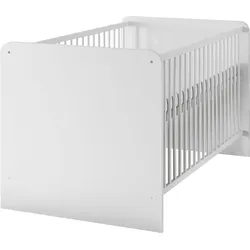 Babybett BEGABINO "Bibo", weiß, B:82cm H:81cm L:144cm, Spanplatte, Babybetten, mit Schlupfsprossen