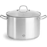 Springlane Edelstahl Kochtopf mit Glasdeckel 11 L, Gemüsetopf Induktion, Suppentopf, Nudeltopf inkl. Siebeinsatz/Dampfgarer und Nudelsieb - Silber