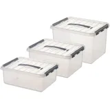 BRB-Lagertechnik Clipboxen Set 12 Liter, 15 Liter und 22 Liter 9-tlg. transparent