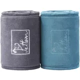PETTOM 2 Stücke Hundehandtuch Extra Saugfähig mit Taschen, Handtuch Hund Microfaser Schnelltrocknend, 90 * 50cm, Grau&Blau