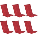 Beautissu 6er Set Gartenstuhlauflage 120x50x6 cm Loft HL Rot – Hochlehner Polster Auflage, Sitzpolster & Sitzkissen für Hochlehner Gartenmöbel - Weiche Stuhlauflage mit Schaumkern Füllung