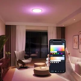 Calex Smart LED Deckenleuchte Halo, 30 cm, RGB-Farben & kalt- bis warmweiß Licht, dimmbar, WLAN App- & Sprachsteuerung, Weiß