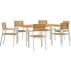vidaXL Garten Dining Set 7 pcs Massives Akazienholz & Edelstahl