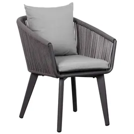 Mr. Deko Gartenmöbelset Diningsessel Cadiz mit Tisch Almeria 200x90cm - Grau