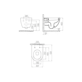 Creavit RimOff Hänge-WC mit WC-Sitz Weiß