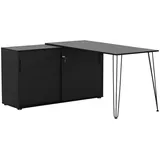 MÖBELPARTNER Ekko Schreibtisch schwarz rechteckig, 2-Fuß-Gestell schwarz 129,5 x 145,0 cm