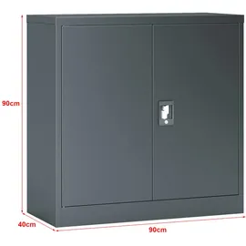 [en.casa] Molise Aktenschrank 90 x 40 x 90 cm Dunkelgrau