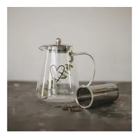 Eulenschnitt Teekanne Teekanne mit Sieb aus Glas - Schwarzes Herz, 1,2 l, Spülmaschinengeeignet