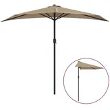 furnicato Balkon-Sonnenschirm mit Alu-Mast Taupe 270x144 cm Halbrund