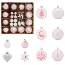vidaXL Weihnachtskugel-Set 40 pcs Weiß und Rosa Kunststoff