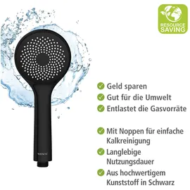 Wenko Duschkopf Watersaving Ø 9,5 cm schwarz