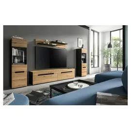 xonox.home Wohnwand Canu Eiche Artisan/Basalt grau ¦ Maße cm B: 272 H: 141