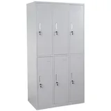 MCW Schließfachschrank Metall 90x180x50 cm Grau 6 Fächer