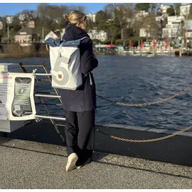 360° Rucksack recyceltes Segeltuch Tide-XL Weiß Blau Laptopfach