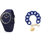 Ice cosmos - Blue shades - Small (2H) + Jewellery - Chain bracelet - Lazuli blue - Gold