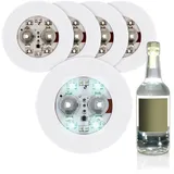 Spetebo Selbstklebendes Flaschenlicht 5er Set - kalt weiß - Runde Leuchtsticker für Flaschen - LED Licht Sticker Glas Flaschen Deko Beleuchtung