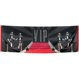 Boland 44155 - Banner VIP, Größe 74 x 220 cm, wiederverwendbare Fahne, Wand-Dekoration, Party, Location, Mottofete, Hollywood