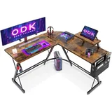 ODK Gaming Schreibtisch Eckschreibtisch L-Form 127x127 cm Monitorständer Vintage