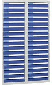 Stumpf Schubladenschrank Serie ESTA, 34 Schubladen enzianblau (34x100mm)