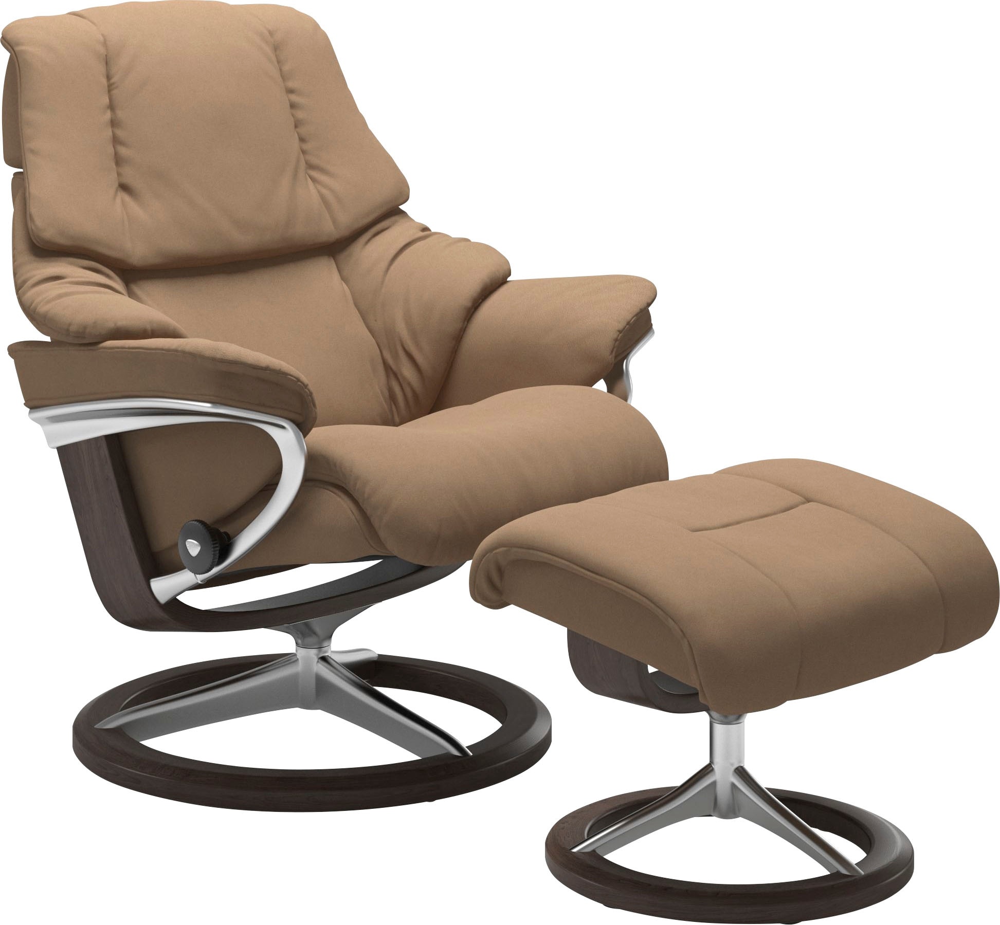 Relaxsessel STRESSLESS "Reno" Sessel Gr. Microfaser DINAMICA, Signature Base Wenge, Relaxfunktion-Drehfunktion-PlusTMSystem-Gleitsystem-BalanceAdaptTM, B/H/T: 83 cm x 100 cm x 76 cm, braun (sand dinamica) Lesesessel und Relaxsessel