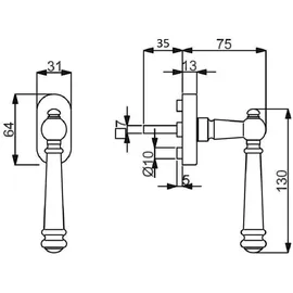 MS Beschläge Fenstergriff Schwarz matt