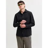 JACK & JONES Freizeit Hemd Regular Fit Gestreift Schwarz L