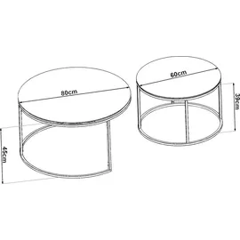 [en.casa] Couchtisch 2er Set Kokkola Rauchglas