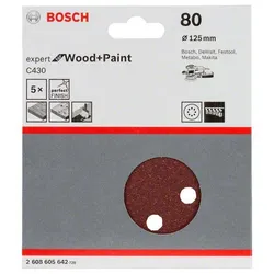Bosch Accessories Expert for Wood 2608605642 Exzenterschleifpapier mit Klett, gelocht K?rnung (num)